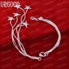 925 Sterling Silver Five Solid Starfish Chain Bracelet Fashion Wedding Jewelry