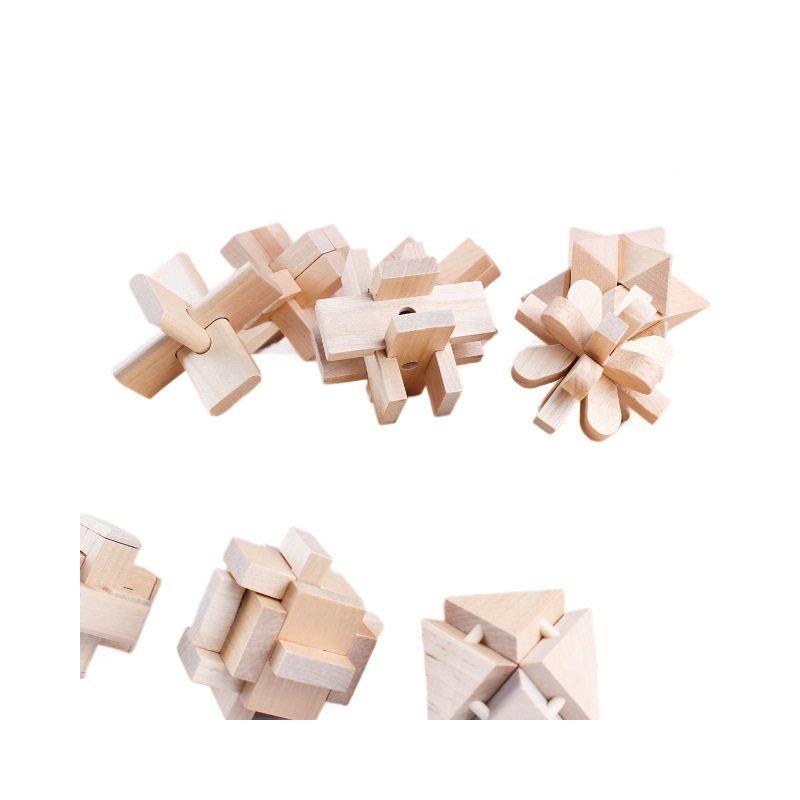 36-Piece Beech Wood Kongming Lock Set: Educational Building Blocks for Kids