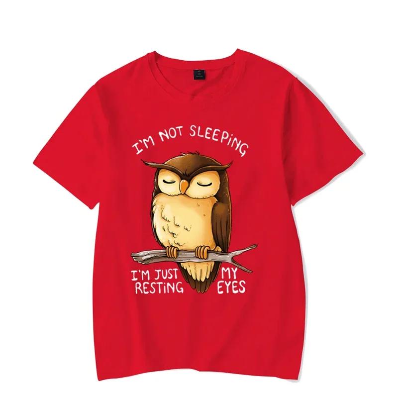 Men T-shirt I'm Not Sleeping I'm Just My Resting Eyes Kawaii T Shirt Unisex Cotton Tshirt Funny Owl Graphic Tshirts Oversized T