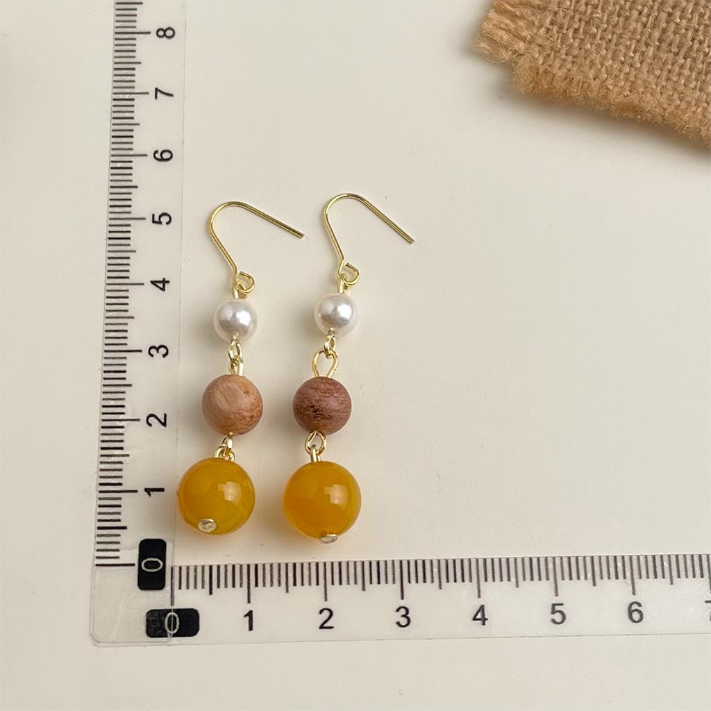New Chinese Natural Stone Earrings, Handcrafted Colorful Beaded Vintage Drops for Women, Unique Gift for Hanfu Qipao Fashion