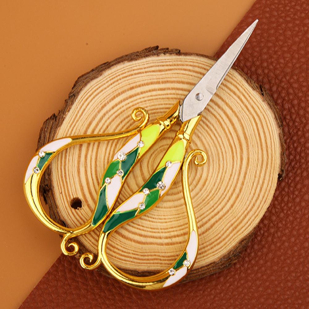 1 Stück Schneider schere Edelstahl Stoffschneider Emaille Spur Gold Silber Schmetterling Höfischer Luxus Altes Europäisches Nähzubehör