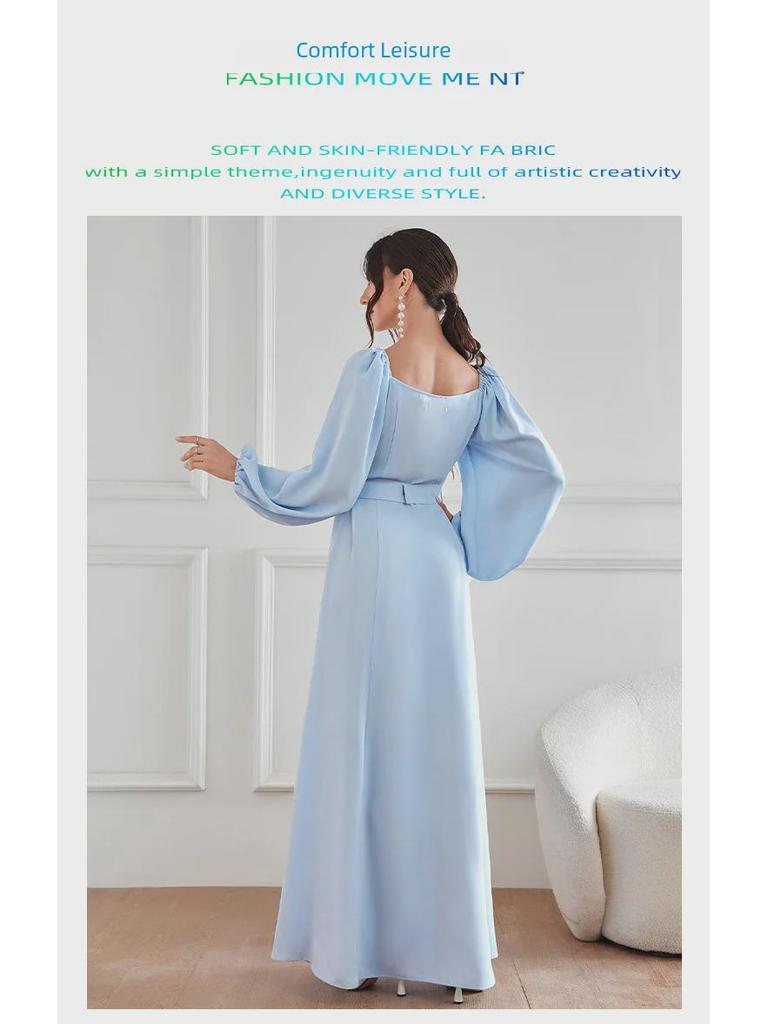 Elegantes Diamantkleid mit hoher Taille, Herbst 2023, muslimische Mode aus dem Nahen Osten