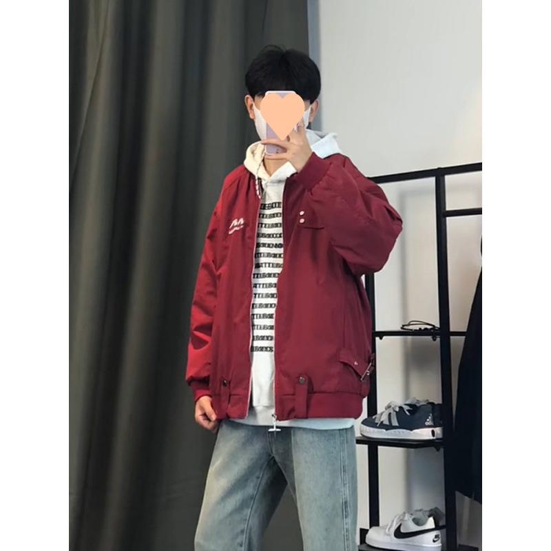 Zipper Jacket Men's Autumn and Winter High Street Retro Workwear Baseball Uniform Couple Flight Jacket