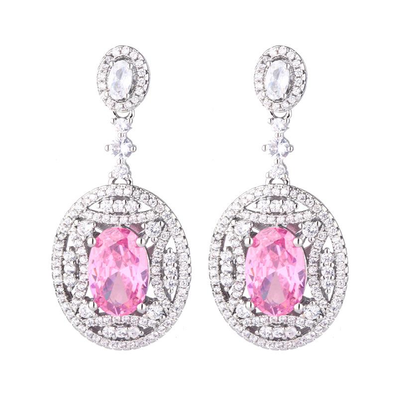 New Earrings Accessories Fashion Colorful Treasure S925 Silver Needle Light Luxury High-end Versatile Zircon Hollow Women's