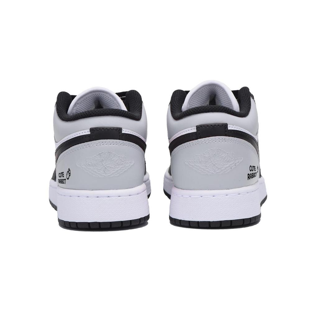 Jordan Air Jordan 1 Singing At Dusk Qiu Lin Abrasion Resistant Low top Vintage Basketball Shoes Men's White Dark Gray 553558-131(Team85-)