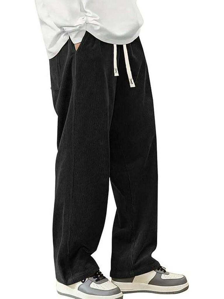 Men's Corduroy Casual Drawstring Wide-Leg Sports Pants