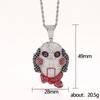 Horror Inspired Puppet Pendant Necklace Sparkling Multicolor Stone Hip Hop Statement Jewelry for Men Women