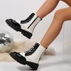 Autumn Platform Single Shoes Women 2025 Fashion High Sense Spliced Lace-up Side Zipper Booties