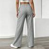 Pantalon Casual Rayé Ample à Taille Serrée Jambes Larges pour Femme avec Poches pour un Port Quotidien Confortable