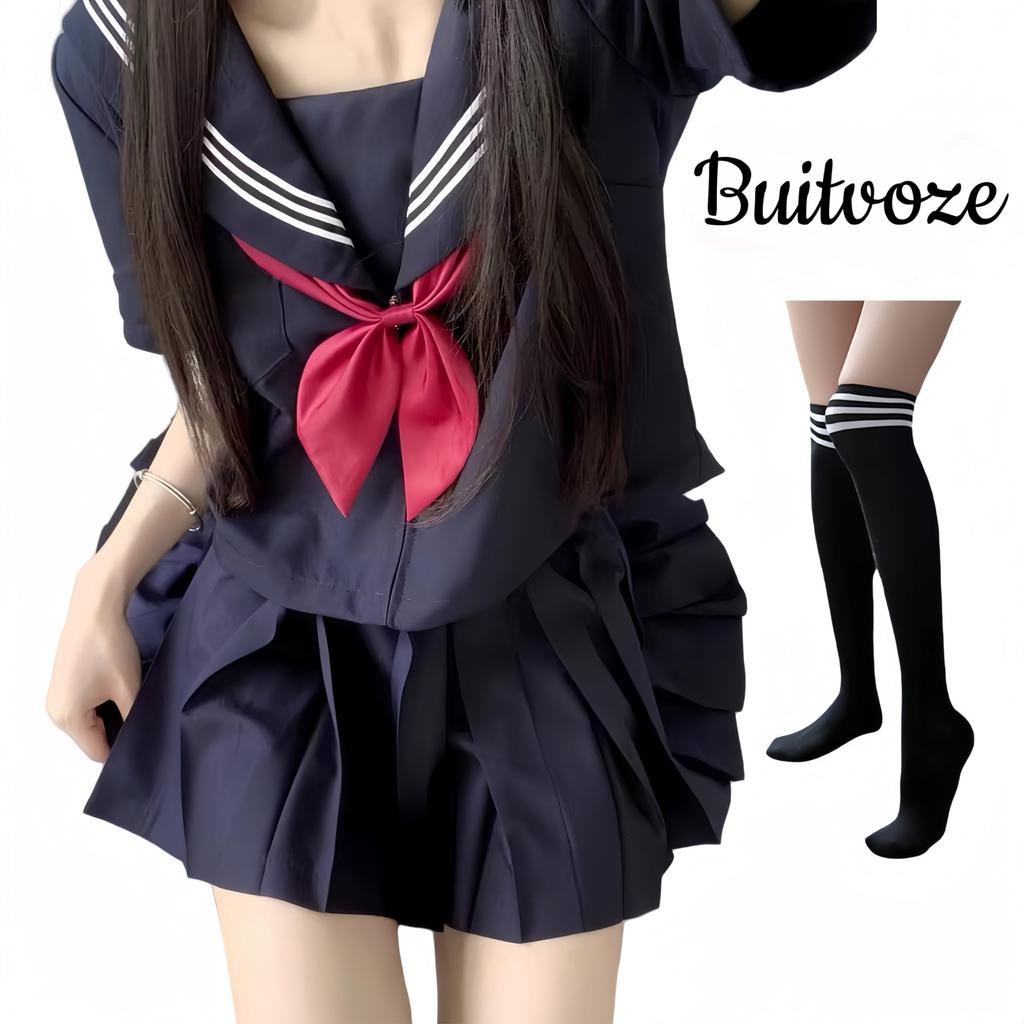 BUITVOZE Cosplay Sailor Classic High School Girl Uniform with Long Perfect for Welcome and Farewell School and Includes Long Plus Size Uniform, Navy,