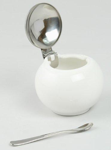 ZERO JAPAN BKK-04 Round Container S with Condiment Spoon WH, White