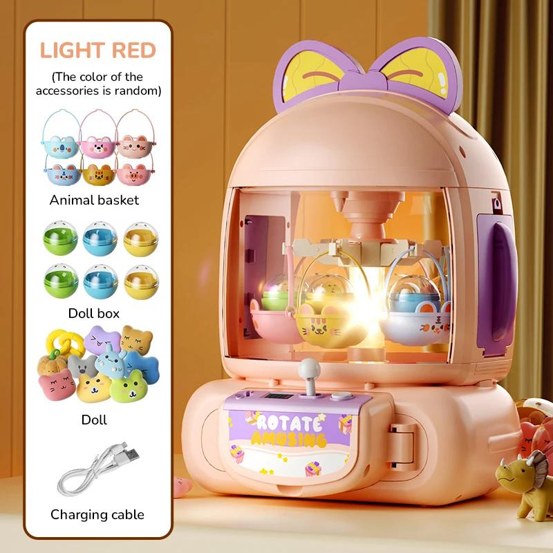 Claw Machine Toy for Kids Girl Boy Portable Plush Doll Grabber with Music Toy Crane Machine Party Game Children Christmas Gifts