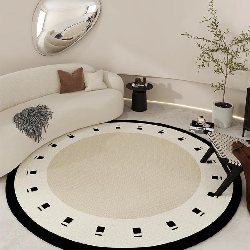 Light Luxury Round Shape Living Room Decoration Rug Cream Style Rugs for Bedroom Home Soft Under Desk Carpet Thick Non-slip Mat