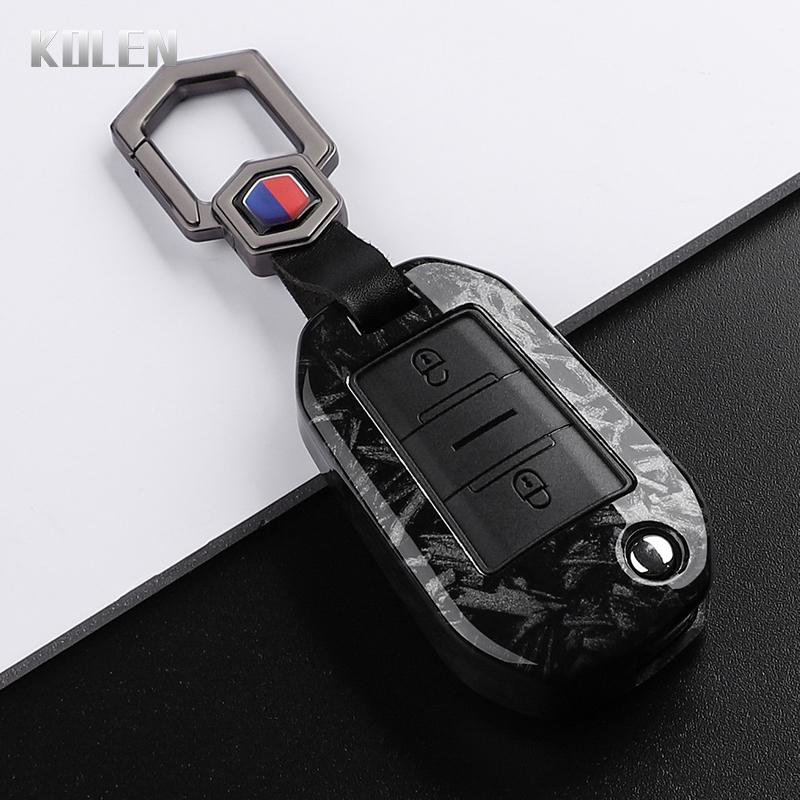 ABS Carbon Fiber Style Car Key Case Cover For Peugeot 208 308 T9 508 2008 3008 4008 For Citroen C4 For Opel Corsa Crossland X