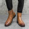 High Quality Casual Leather Boots Men Western Cowboy Leather Shoes Male Fashion Men's High Top British Outdoor Boots Shoes Male