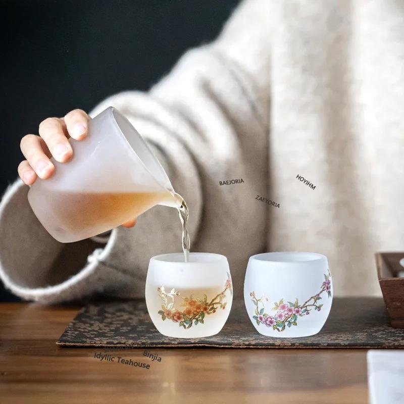 Jade Peach And Plum Glass Teacomplete Ancient Ceremony Set Household Teapot And Tea Cup Set Chinese Collection