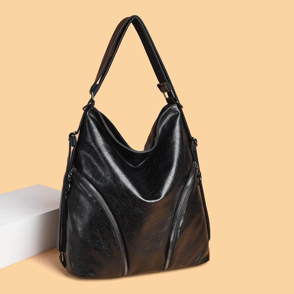 Women's Versatile Luxury Backpack: Large Capacity Textured Shoulder & Crossbody Tote Bag