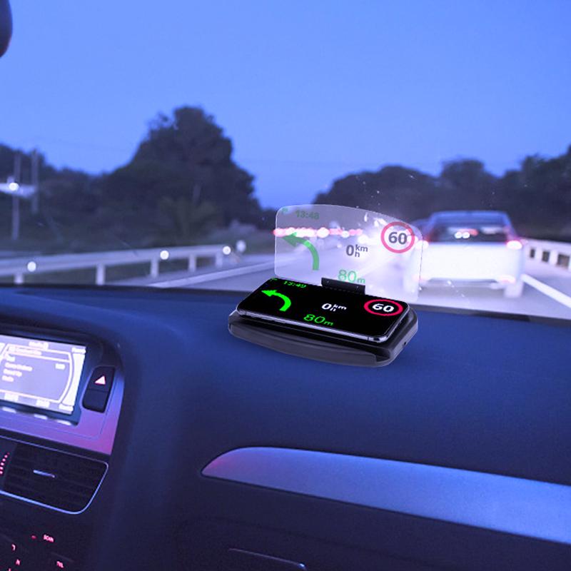 Car HUD Head Up Display Phone Holder Mount GPS Projector Real-time Traffic Report