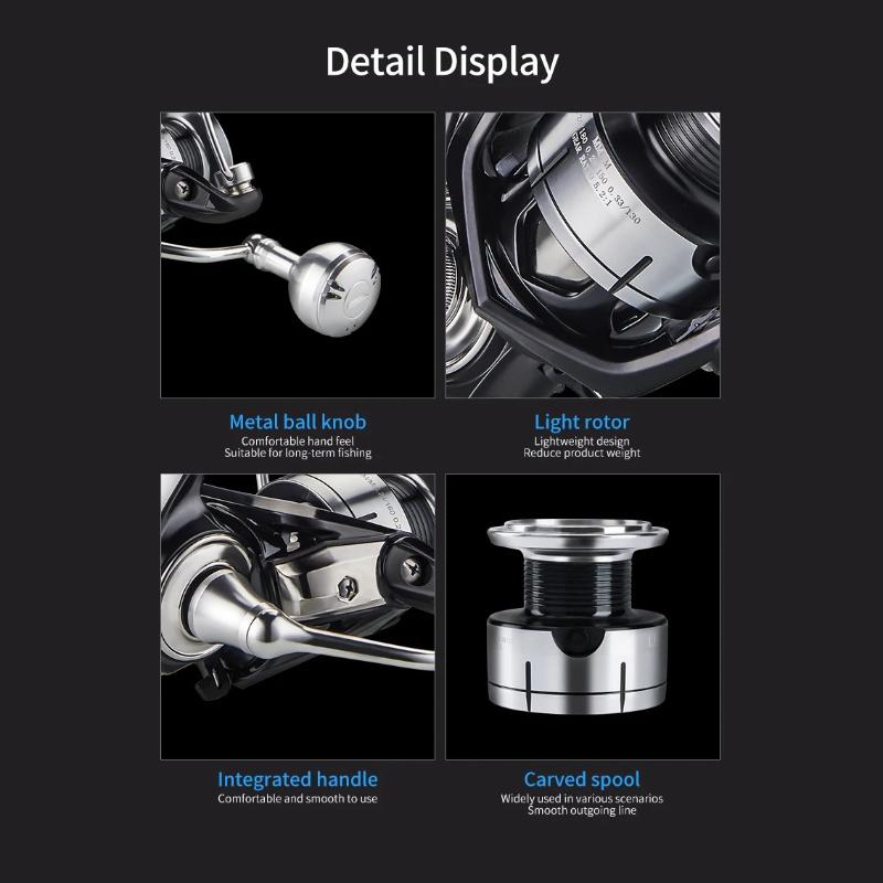 Arrival Saltwater Fishing Reel Metal Ball Knob Spinning Reels 2000-7000 3+1BB 5.2:1 Max Drag 15KG Long-distance Casting Water-Proof Reels Lure Reel