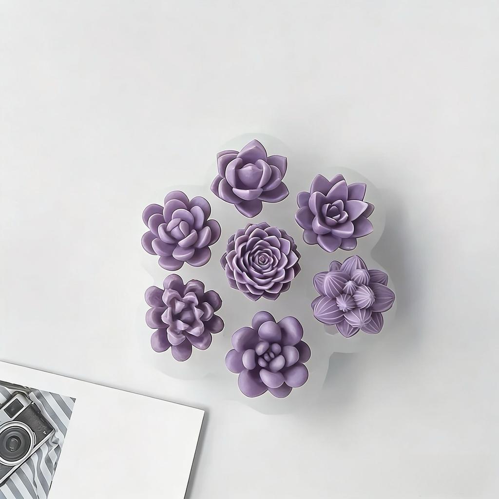 14-Piece Set of Silicone Molds with Succulent Plant and Floral Patterns, Used for Making Scented Candles, Resin Crafts, Soap, C Day Gifts, R