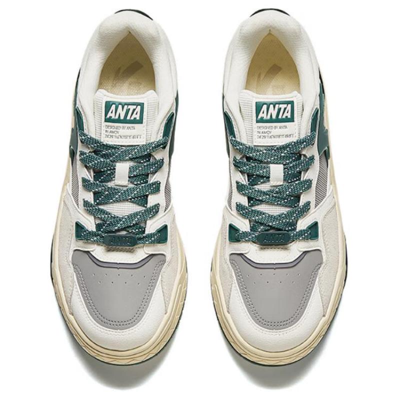 Anta Anti-Slip Wear-Resistant Low-Top Skateboard Shoes Men's White Gray Green Sneakers 112428054-2