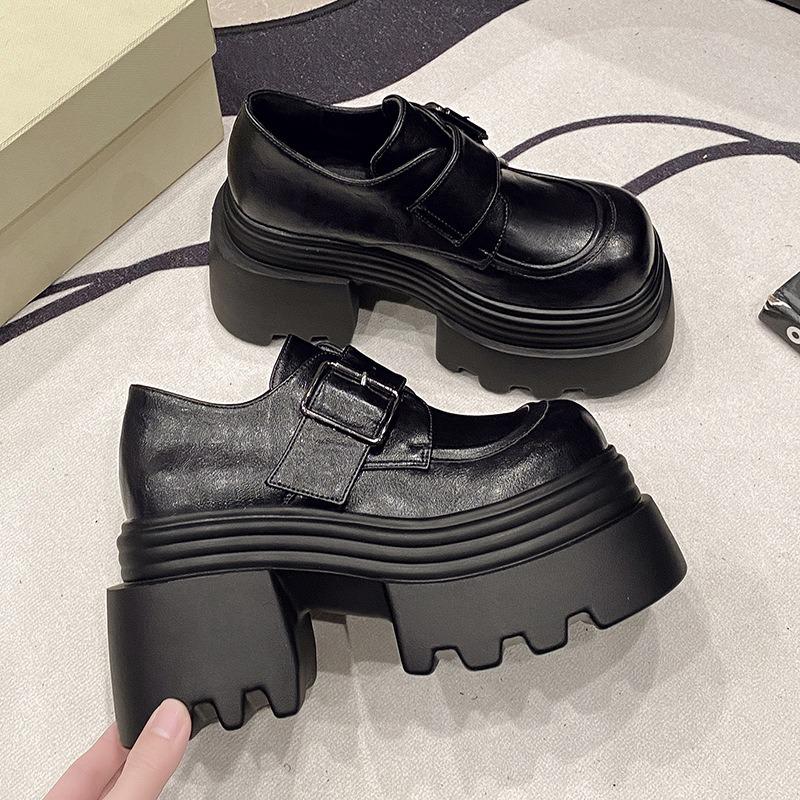 

Sweet and cool soft leather thick-soled J small leather shoes women s height increase versatile belt buckle women s shoes 36