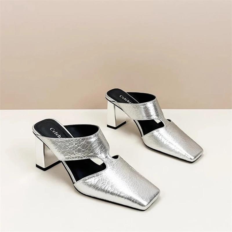 Mode Damen Schuhe Markendesign Sandale Slingback Gladiator Dick Absatz Sandale Quadratisch Zehenpartie Leder Lässige Sandalen Damen Pumps