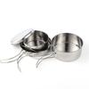 Uncoated Outdoor Frying Pan Set Stainless Steel Picnic Bowl Pot Set  Backpacking