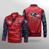 Thickened NFL Leather Jacket Printed Large Size Spring and Autumn Fleece Men's Motorcycle Jacket Ravens Baseball Jacket Leather Jacket