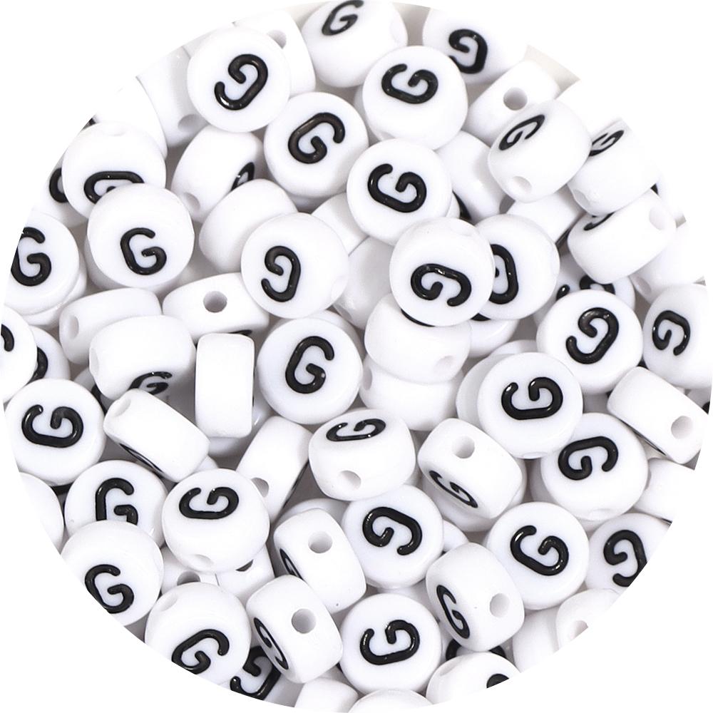 100Pcs 7mm Black White Acrylic Alphabet Beads Flat Round Loose Spacer Letter Beads For DIY Craft Bracelet Supplies Wholesale