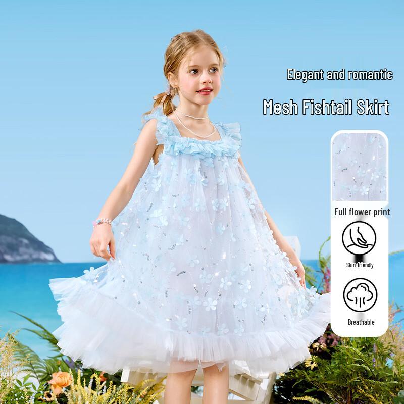 Girls  3D Floral Mesh Princess Dress 160