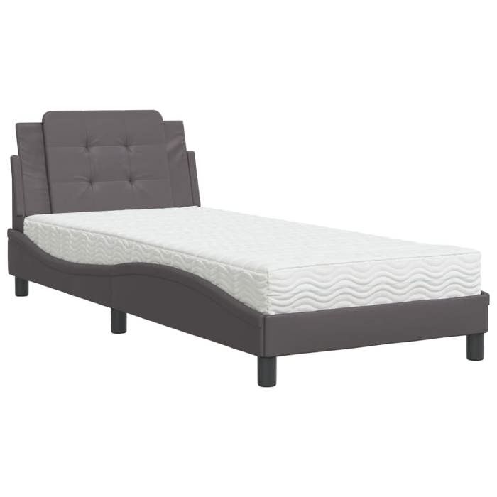 VidaXL Bed with Mattress, Upholstered Bed with Headboard Cushion, Single Bed, Adult Bed, Bedroom Furniture 3208827