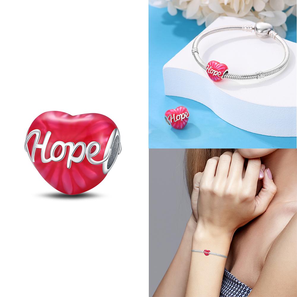 Anniversary Sweet Copper Heart-Shaped Round Love Beads Charms Fit Diy Original Bracelet For Women Diy Fine Jewelry Making