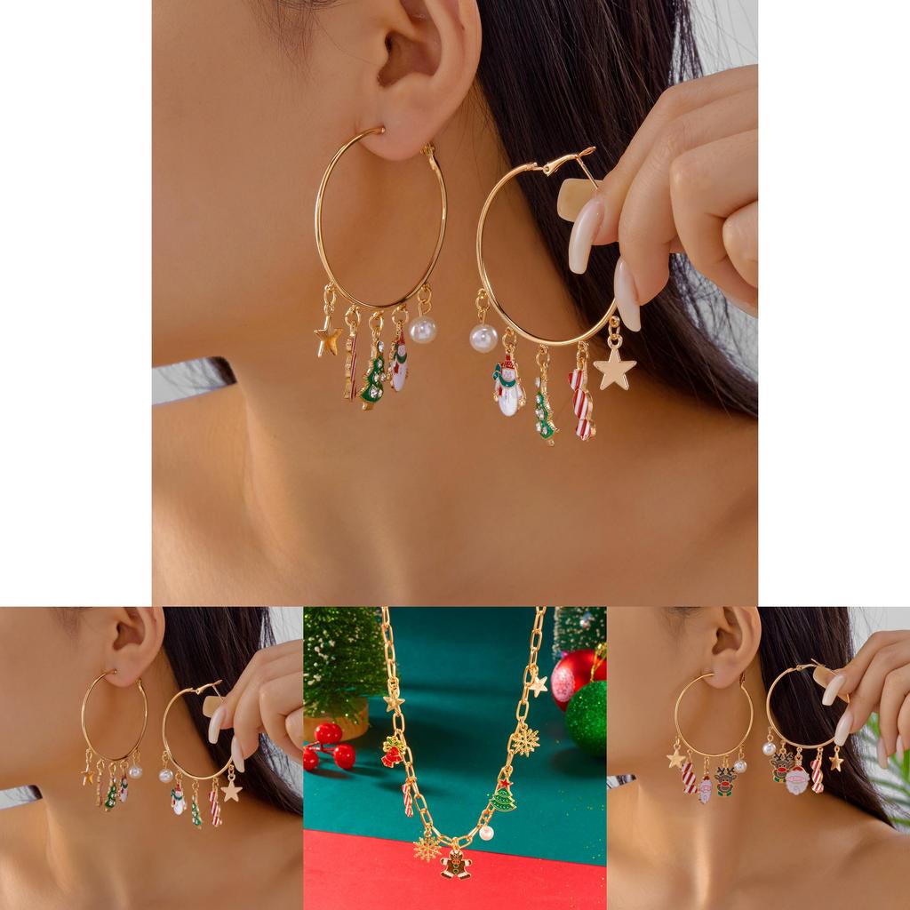 Santa Claus Jewelry Collection With Alloy Chains And Holiday Charm For Men And Women