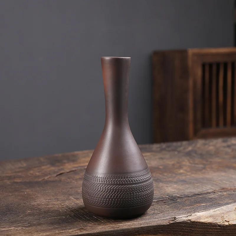 Purple Pottery Retro Ceramic Vase Personality Fashion Mini Flower Vase Hydroponic Flower Arrangement Ornament Tea Ceremony