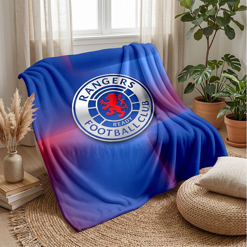 Rangers FC Weiche Flanell-Fleece-Decke Leicht Gemütlich Warm Überwurfdecke für Sofa Bett Heimdekoration