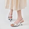 Mote Sommersandaler Kilehæl Sko For Kvinner Slip On Sølv Gull Pumps Vår Høst Elegante Slingback Sandaler Sexy Hæl