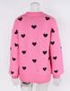 Heart Jacquard Round Neck Pullover Sweater for Women - Autumn/Winter Valentine's Day Style