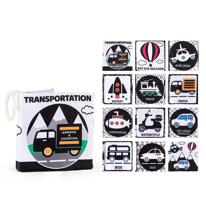 Baby Soft Clothes Book Black and White High Contrast Visual Stimulation Book Toddler Early Learning Educational Book Sensory Toy