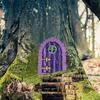 Garden Tree Fairy Door Decoration Outdoor Miniature Wooden Elf Door Ornament Fairytale World Tiny House Door Figurine Statue Sculpture Fairy