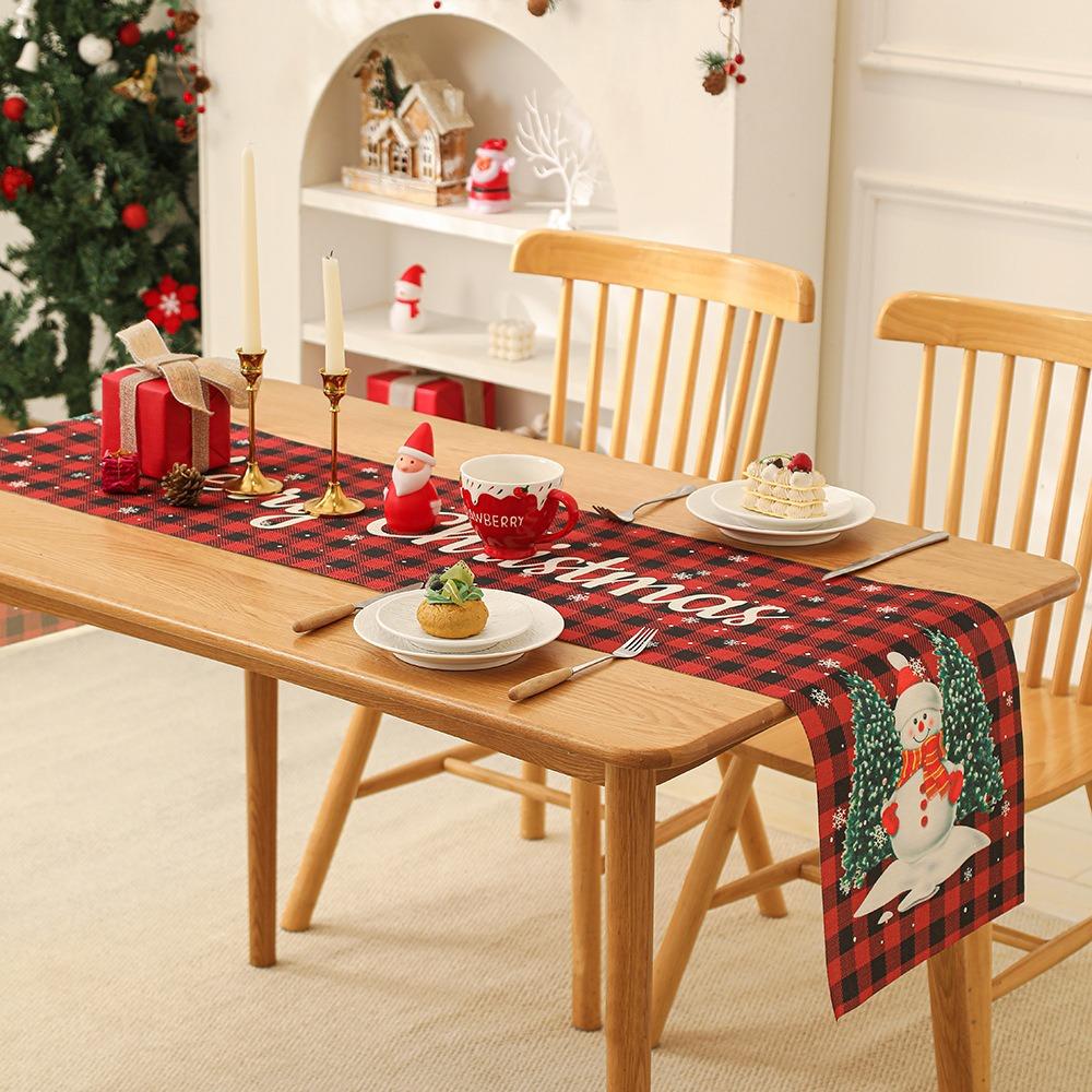 Christmas Table Runner 2026 New Luxury Snowflake Elk/Santa Claus Pattern-for Holiday Dinner Party, Xmas Dining Table Decoration