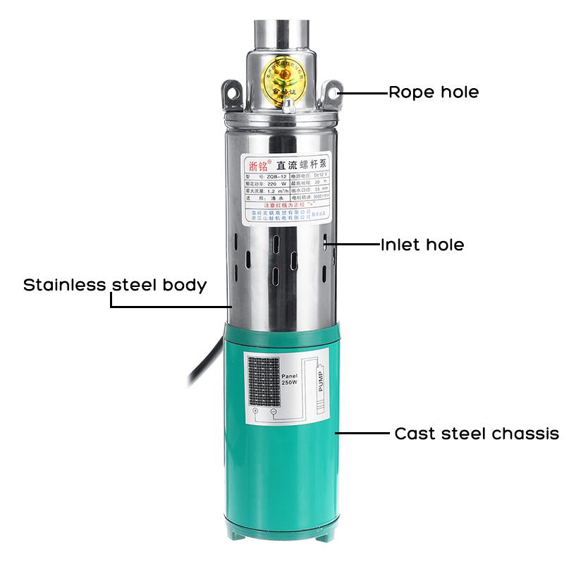 Deep Well Pump High Pressure High Lift Solar Pump Agricultural Irrigation Home Garden 50m Solar Submersible Water Pump DC 12V