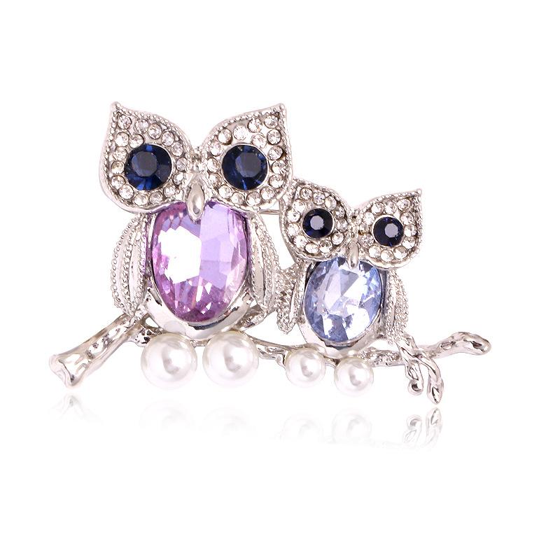 Cute dripping owl rhinestone oil brooch personalized versatile animal corsage clothing bag decoration