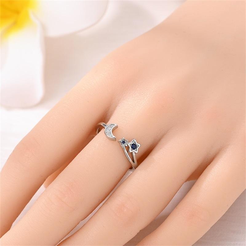 New Original   Copper Star Moon Ring For Women Fit Wedding Party Jewelry Gift