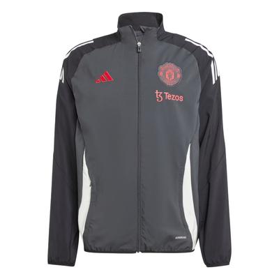 Manchester United Presentazione Europea 2024-25 Giacca a Manica Lunga con Zip e Collo a Strisce da Uomo Giacca IS8081