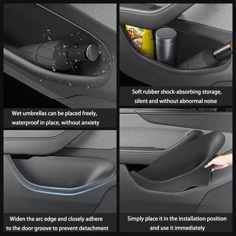 For Tesla New Model YL Launch 2026 4Pcs TPE360° Side Door Storage Box Full-Cover Front and Rear Interior Storage Box Accessories