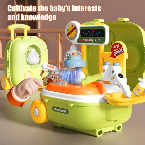 

Kids Play Doctor Suitcase 3-in-1 Pretend Role & Makeup Toys Portable B