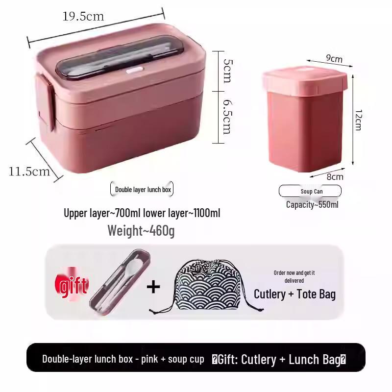 Microwaveable Double-Layer Bento Lunch Box