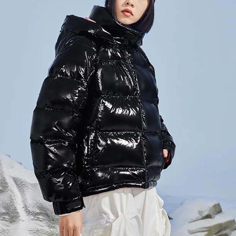 Li Ning Sports Fashion Series Casual Warm Loose Short Down Jacket Women Jackets Black AYMR302-2