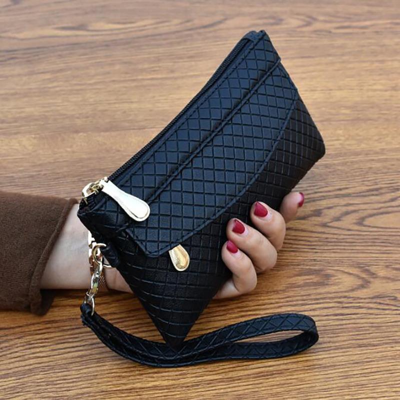 Bag Women 2025 New Simple Women's Clutch Bag Korean Version Embossed Plaid Small Bag Coin Purse Card Bags